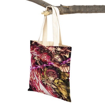 Demon Slayer Lady ostukotid Jaapani Anime Korduvkasutatav kokkupandav ökolõuend Naiste ostukott Multifilmi reisikäekott