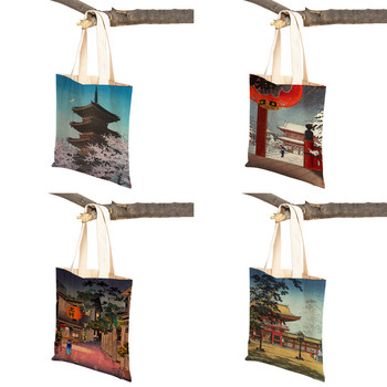 Ιαπωνικό τοπίο Retro Art Τσάντες Shopper Τσάντες Travel Tote Lady Handbag και στις δύο πλευρές Ομορφιά τοπία Casual καμβάς γυναικεία τσάντα αγορών