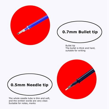 Erasable Pen Refills Rod Set 0,5mm Needle/0,7mm Bullet tip Washable Handle Διασβέσιμο στυλό για εργαλεία γραφής σχολικού στυλό