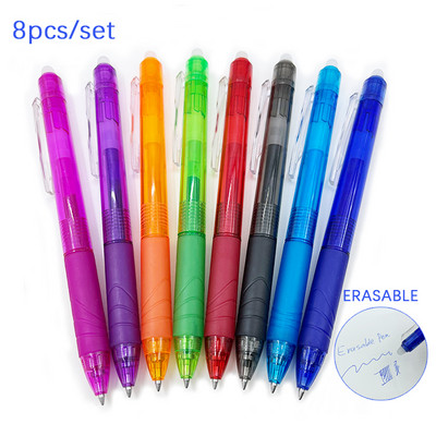 8 buc/set pix gel șters 0,5 mm tip glonț tip presare tijă de reumplere de capacitate mare 8 culori scris desen pictură mâner lavabil