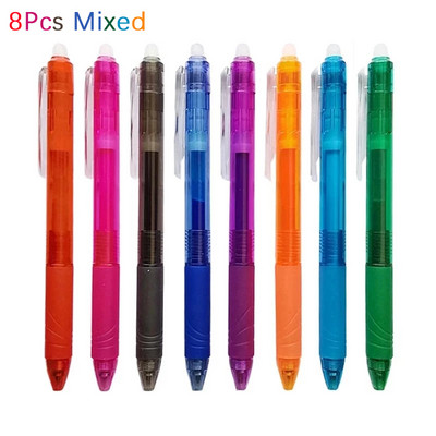 8gab./komplektā dzēšama gēla pildspalva 0,5 mm ložu uzgalis, presēšanas veids lielas ietilpības uzpildīšanas stienis 8 krāsu rakstīšana zīmējums glezna mazgājams rokturis
