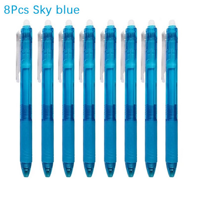 8gab./komplektā dzēšama gēla pildspalva 0,5 mm ložu uzgalis, presēšanas veids lielas ietilpības uzpildīšanas stienis 8 krāsu rakstīšana zīmējums glezna mazgājams rokturis