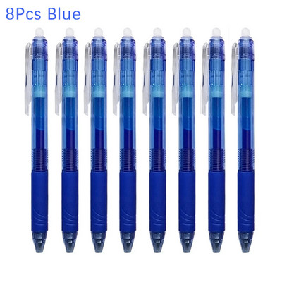 8gab./komplektā dzēšama gēla pildspalva 0,5 mm ložu uzgalis, presēšanas veids lielas ietilpības uzpildīšanas stienis 8 krāsu rakstīšana zīmējums glezna mazgājams rokturis