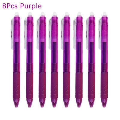 8gab./komplektā dzēšama gēla pildspalva 0,5 mm ložu uzgalis, presēšanas veids lielas ietilpības uzpildīšanas stienis 8 krāsu rakstīšana zīmējums glezna mazgājams rokturis
