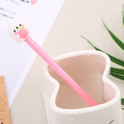 3 τεμάχια Cute Molang Rabbit στυλό τζελ Kawaii Fruit 0,5mm μαύρο μελάνι Υλικό στυλό Signature δώρο γραφική ύλη σχολικά είδη γραφής