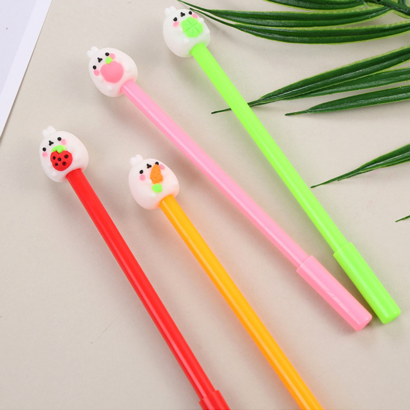 3 τεμάχια Cute Molang Rabbit στυλό τζελ Kawaii Fruit 0,5mm μαύρο μελάνι Υλικό στυλό Signature δώρο γραφική ύλη σχολικά είδη γραφής