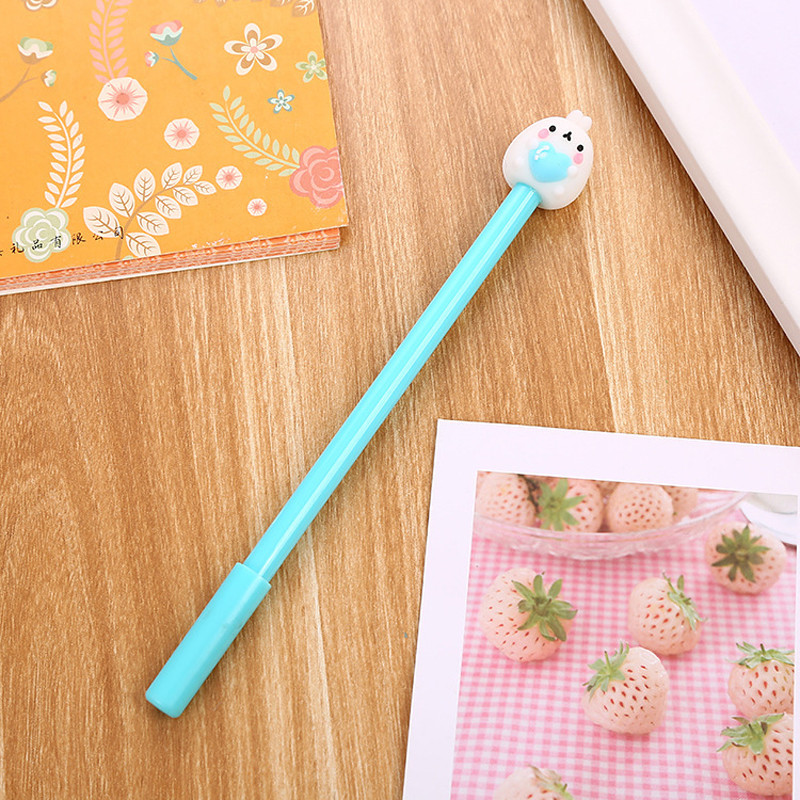 3 τεμάχια Cute Molang Rabbit στυλό τζελ Kawaii Fruit 0,5mm μαύρο μελάνι Υλικό στυλό Signature δώρο γραφική ύλη σχολικά είδη γραφής