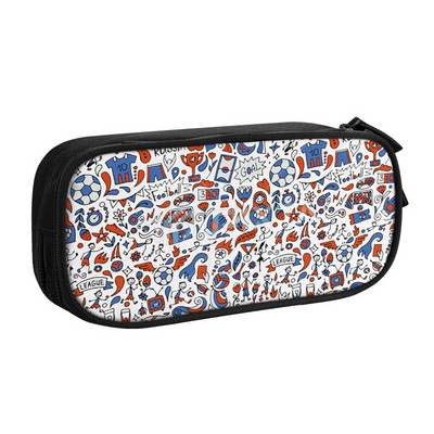 „Kawaii Soccer Sport Pattern“ futbolo koliažas pieštukų dėklas mergaitėms berniukams, pritaikytas didelės laikymo rašiklio dėžutės krepšys mokykliniai reikmenys