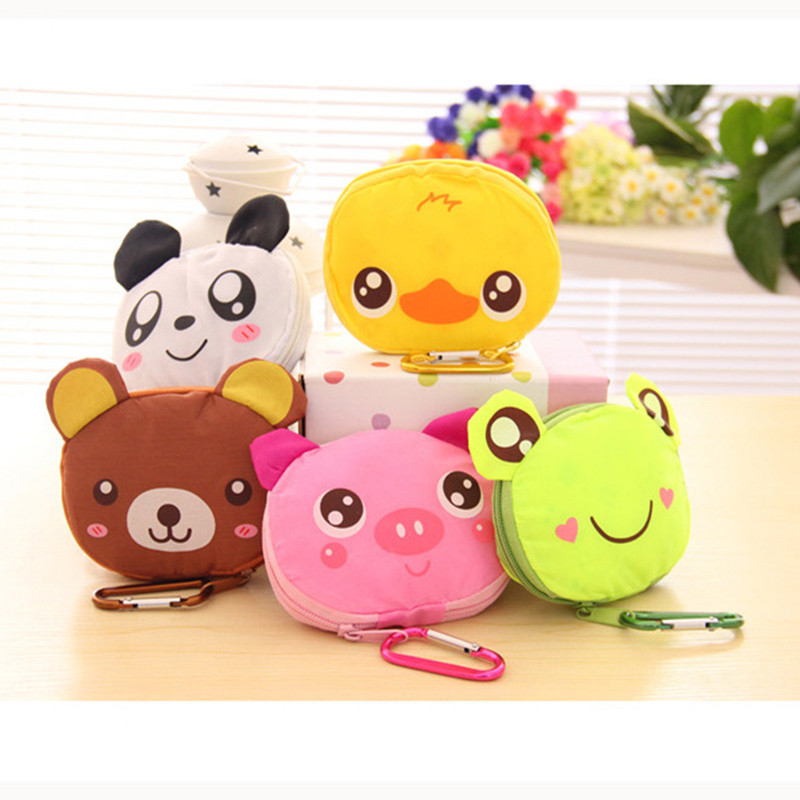 Geantă de cumpărături pliabilă cu animale de desene animate Geanta ecologică reutilizabilă Panda Broasca Porc Urs Geantă de cumpărături impermeabilă Bacănie Genți de mână reutilizabile