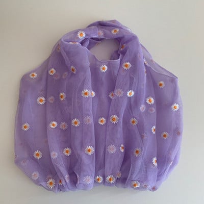 Maži permatomi tinkliniai medžiaginiai krepšiai su margumynais siuvinėti rankinė Aukštos kokybės ekologiškas vaisių krepšys, mini dekoravimo piniginė mergaitėms, moterims