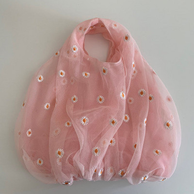 Maži permatomi tinkliniai medžiaginiai krepšiai su margumynais siuvinėti rankinė Aukštos kokybės ekologiškas vaisių krepšys, mini dekoravimo piniginė mergaitėms, moterims