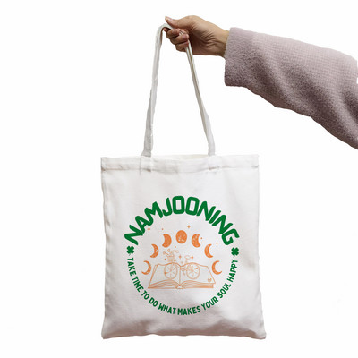 Soma Namjooning Harajuku Kawaii Print Women Shopper Soma Shopper White Women Modes pircēju plecu somas Veļas soma, Drop Ship