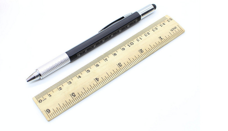 Daudzfunkciju lodīšu pildspalva. Skrūvgriezis, instruments, suports, līmenis, svari, lodīšu pildspalva, kapacitāte, reklāma