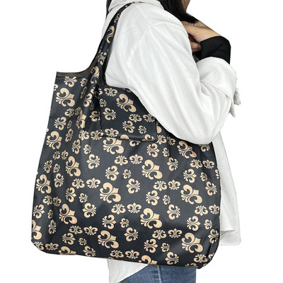 Geantă de cumpărături medie reutilizabilă Geantă portabilă pentru femei Geantă de băcănie Geantă de umăr pliabilă rezistentă la rupere Geantă de tote