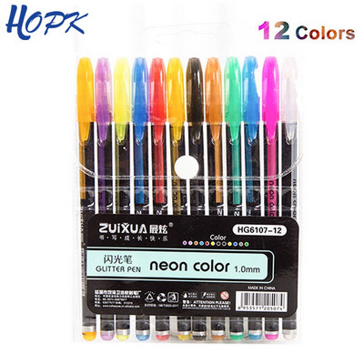 12Pcs/Set Gel olovke u bojama Glitter gel olovka s punjenjem u 48 boja za odrasle Bojanke Dnevnici Markeri za crtanje stacionarna olovka