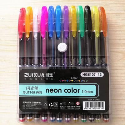 12Pcs/Set Gel olovke u bojama Glitter gel olovka s punjenjem u 48 boja za odrasle Bojanke Dnevnici Markeri za crtanje stacionarna olovka