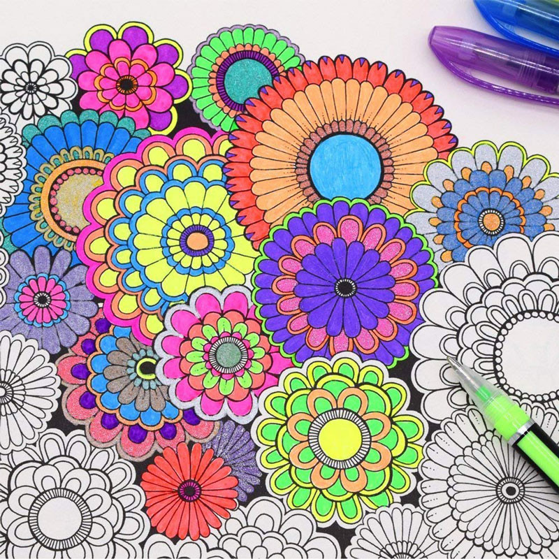 12Pcs/Set Gel olovke u bojama Glitter gel olovka s punjenjem u 48 boja za odrasle Bojanke Dnevnici Markeri za crtanje stacionarna olovka