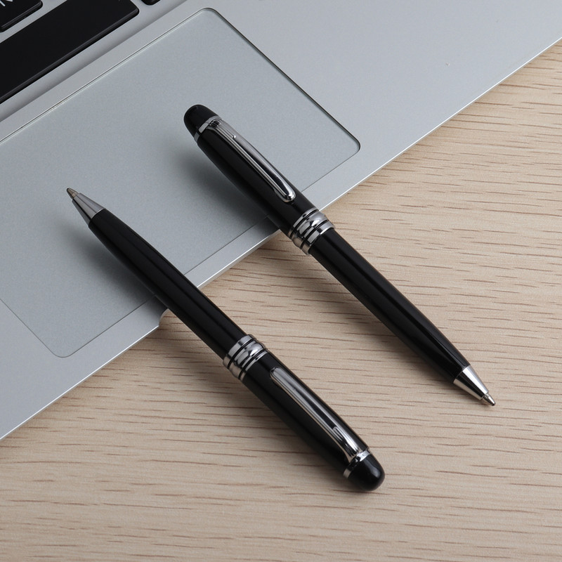 2 vnt. Mini metalinis patvarus tušinukas, besisukantis kišeninio dydžio rašiklis Nešiojamas tušinukas mažas aliejinis rašiklis Išskirtinis rašymo įrankis