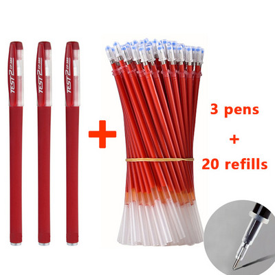Set de rezerve de ace de pixuri cu gel de 23 buc Rechizite școlare Negru Albastru Roșu Vârf de cerneală 0,5 mm Pix non-toxic Papetărie pentru studenți de birou
