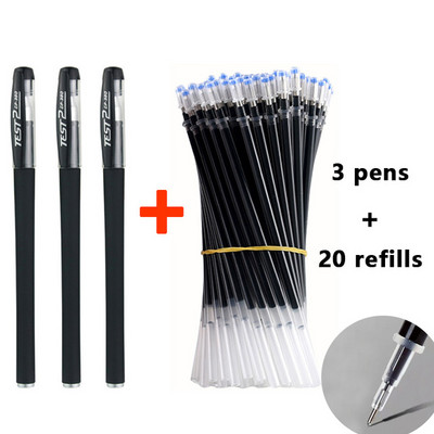Set de rezerve de ace de pixuri cu gel de 23 buc Rechizite școlare Negru Albastru Roșu Vârf de cerneală 0,5 mm Pix non-toxic Papetărie pentru studenți de birou
