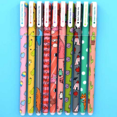 10 τμχ/Σετ Color Pen Flower Animal Starry Star Sweet Flora Colored Gel Pen 0,5mm Cute Pens for School Kawaii Korean Stationary