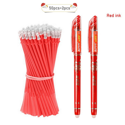 2+50 kom/set Gel olovka s plavom crnom tintom od 0,5 mm Izbrisiva šipka za punjenje Izbrisiva olovka Periva ručka Gel olovka za pisanje u školi