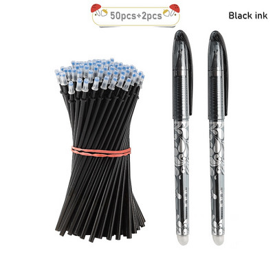 2+50 kom/set Gel olovka s plavom crnom tintom od 0,5 mm Izbrisiva šipka za punjenje Izbrisiva olovka Periva ručka Gel olovka za pisanje u školi
