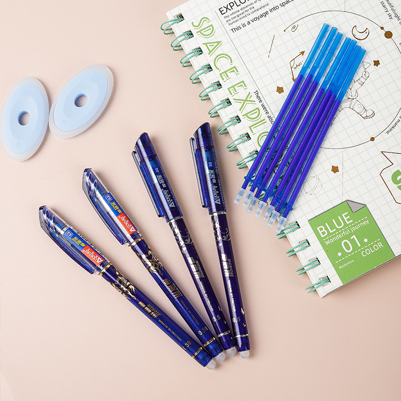2+50 kom/set Gel olovka s plavom crnom tintom od 0,5 mm Izbrisiva šipka za punjenje Izbrisiva olovka Periva ručka Gel olovka za pisanje u školi
