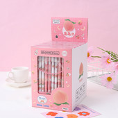 12 buc/lot 0,5 mm Set de stilouri de ștergere cu piersici Kawaii, mâner lavabil, cerneală neagră, pixuri cu gel pentru scris pentru elevi de școală.