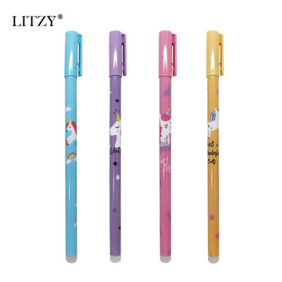 4Pcs/set Unicorn Erasable Gel Pen 0.5mm Kawaii Blue Black Ink Pensage Ručka za pisanje za školske uredske potrepštine