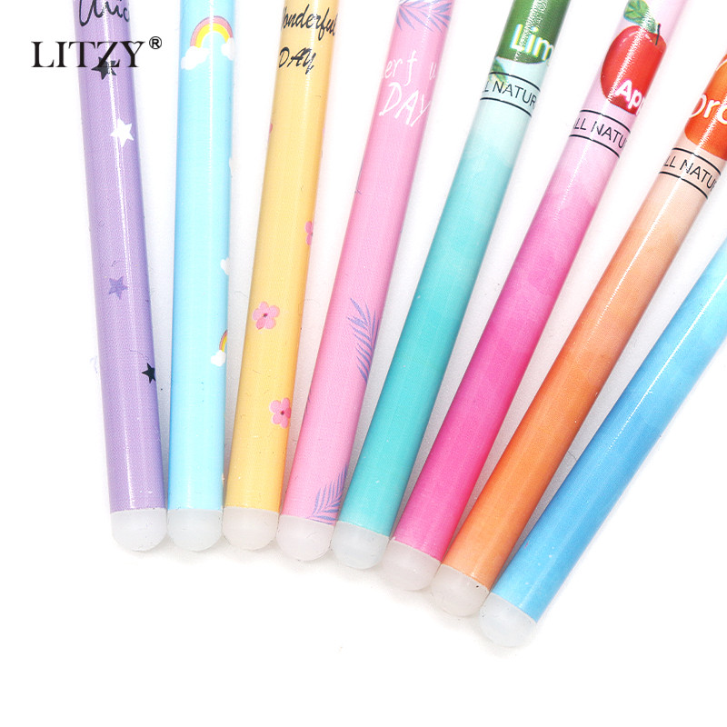 4 tk / komplekt Unicorn kustutatav geelpliiats 0,5 mm Kawaii sinine must tindiga kirjutuspliiatsid Pestav käepide kooli kontoritarvete jaoks