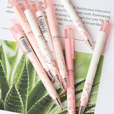 2X Pink Princess Sakura Press Gel Pen Školski pribor Studentski pribor za pisanje crna tinta 0,5 mm