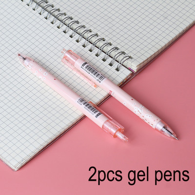 2X Pink Princess Sakura Press Gel Pen Školski pribor Studentski pribor za pisanje crna tinta 0,5 mm