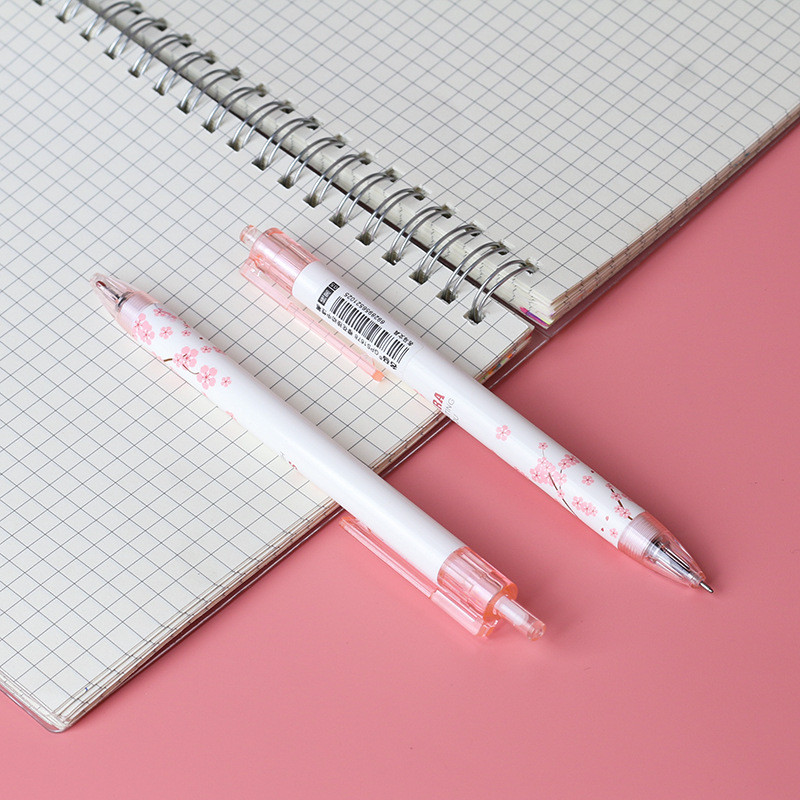 2X Pink Princess Sakura Press Gel Pen Školski pribor Studentski pribor za pisanje crna tinta 0,5 mm