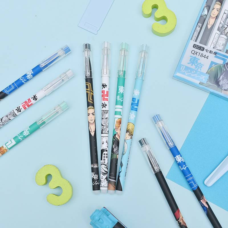 6Pcs/Set Tokyo Revengers Izbrisiva periva ručka Izbrisivo punjenje za olovku 0,5 mm Plava tinta Crne Anime gel olovke Sano Manjirou Mitsuya