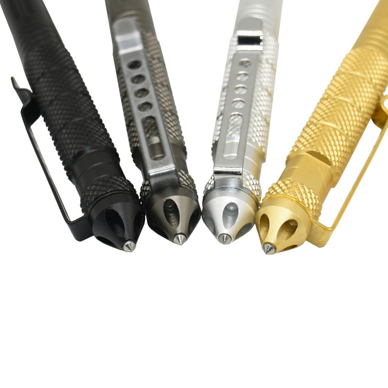 Augstas kvalitātes metāla militāro taktisko pildspalvu skolas studentu biroja lodīšu pildspalvas Alumīnija tērauda stikla lauzējs izdzīvošanas komplekta pildspalvas