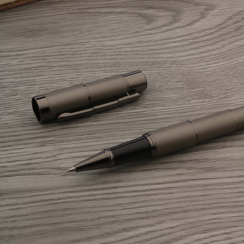 Pix cu bilă de afaceri, gri mată, pistol, metal gri, bambus, rechizite de birou pentru studenți, pix cu bilă rulant Nou