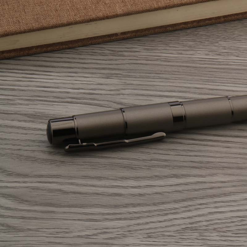 Pix cu bilă de afaceri, gri mată, pistol, metal gri, bambus, rechizite de birou pentru studenți, pix cu bilă rulant Nou