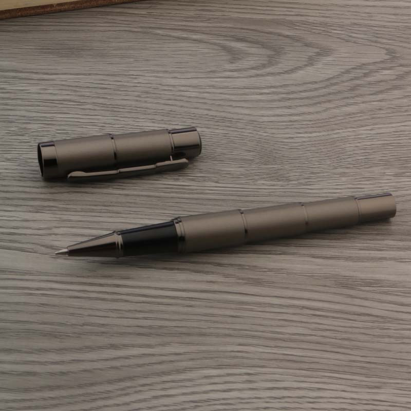 Pix cu bilă de afaceri, gri mată, pistol, metal gri, bambus, rechizite de birou pentru studenți, pix cu bilă rulant Nou