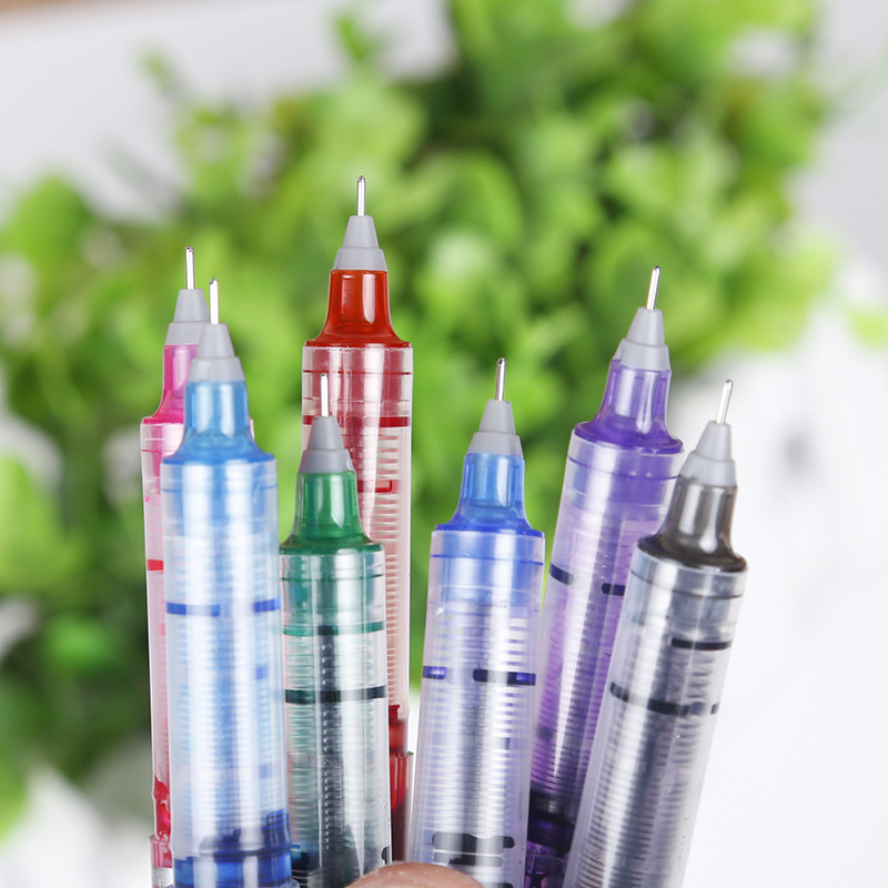 7 kom/lot 0,38 Igla ravna kemijska olovka tekućeg tipa vodena gel olovka Extra Fine Point Roller kemijska olovka s tekućom tintom