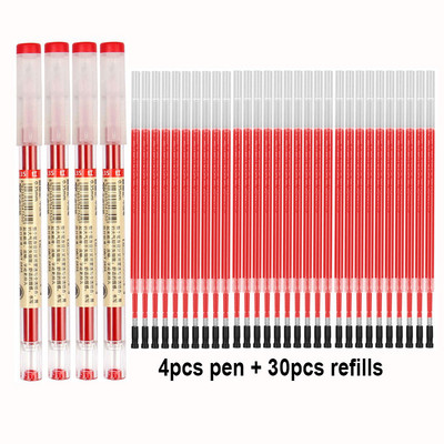 Gēla pildspalva 0,35 MM melna/zila/sarkana tintes uzpildes caurspīdīgs stienis roktura marķieru pildspalvām Skolas biroja parakstu rakstīšanai stacionāra