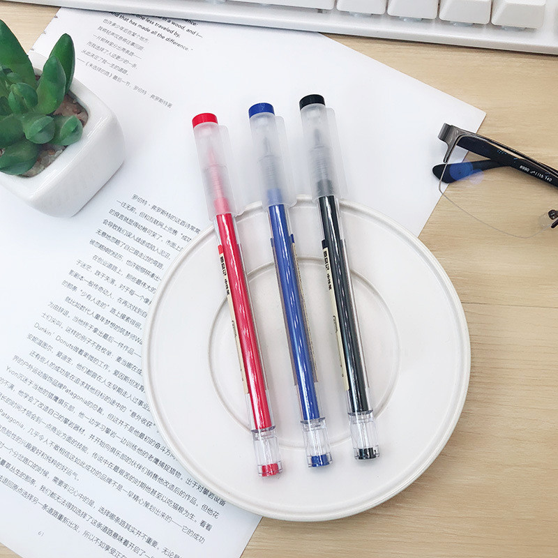 Gēla pildspalva 0,35 MM melna/zila/sarkana tintes uzpildes caurspīdīgs stienis roktura marķieru pildspalvām Skolas biroja parakstu rakstīšanai stacionāra