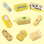 ŽUTA KOLEKCIJA Pernica Mekana slatka torba za olovke Crtani medvjed Kawaii Studentski pribor Školski pribor Torba za pohranu velikog kapaciteta