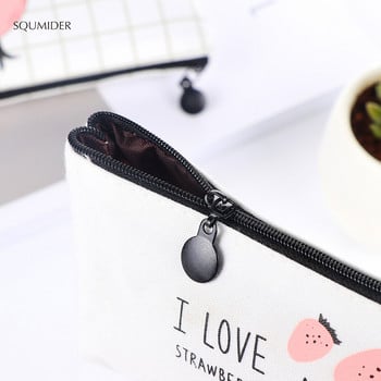 SQUMIDER Обикновен платнен калъф за моливи Sweet Strawberry/Pomegranate Голям капацитет Korea Kawaii Чанта за писалка