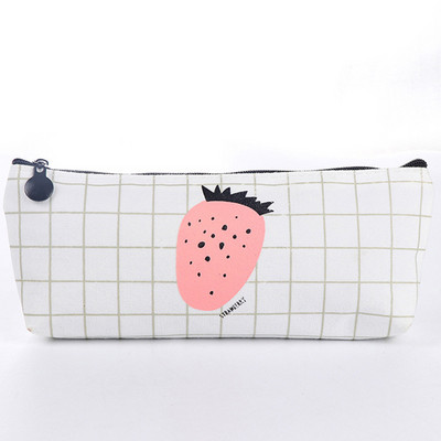 SQUMIDER Jednoduché plátené peračníky s jahodami a granátovým jablkom, veľká kapacita, kórejské kawaii puzdro na pero