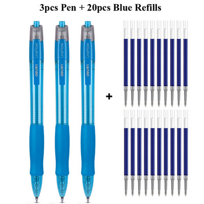 Deli gel olovke na uvlačenje, 0,5 mm Extra Fine Point Bullet Blue Refills, glatko pisanje, brzo sušenje, školski uredski poslovni pribor