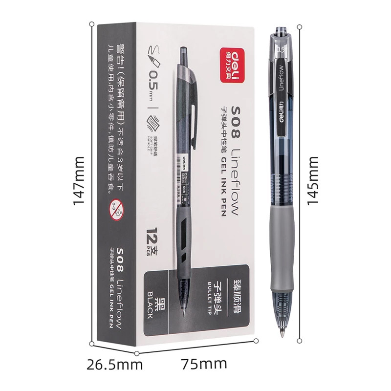 Deli izvelkamas gēla pildspalvas, 0,5 mm īpaši smalki punktveida zili pildspalvas, gluda rakstīšana, ātri nožūst, skolas biroja piederumi