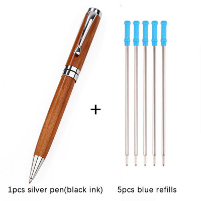 Retro sandalkoka rullīšu lodīšu pildspalva 0,7 mm zelta, sudraba, metāla saspraudes lodīšu pildspalva, maināma uzpilde Koka pildspalva Luksusa kancelejas preces dāvanas