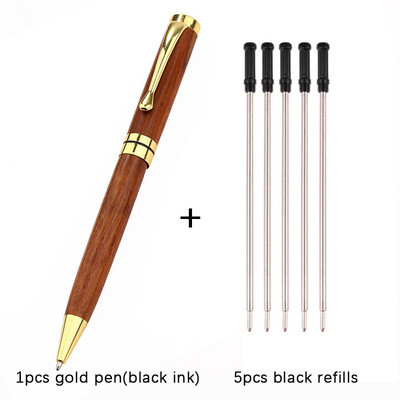 Retro sandalkoka rullīšu lodīšu pildspalva 0,7 mm zelta, sudraba, metāla saspraudes lodīšu pildspalva, maināma uzpilde Koka pildspalva Luksusa kancelejas preces dāvanas
