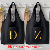 Γυναικεία πάνινη τσάντα αγορών Τσάντα ώμου σχεδιαστή Προσαρμοσμένο όνομα 26 Σειρά Letter Τσάντα χειρός Απλή, μεγάλης χωρητικότητας, τσάντα τσάντα